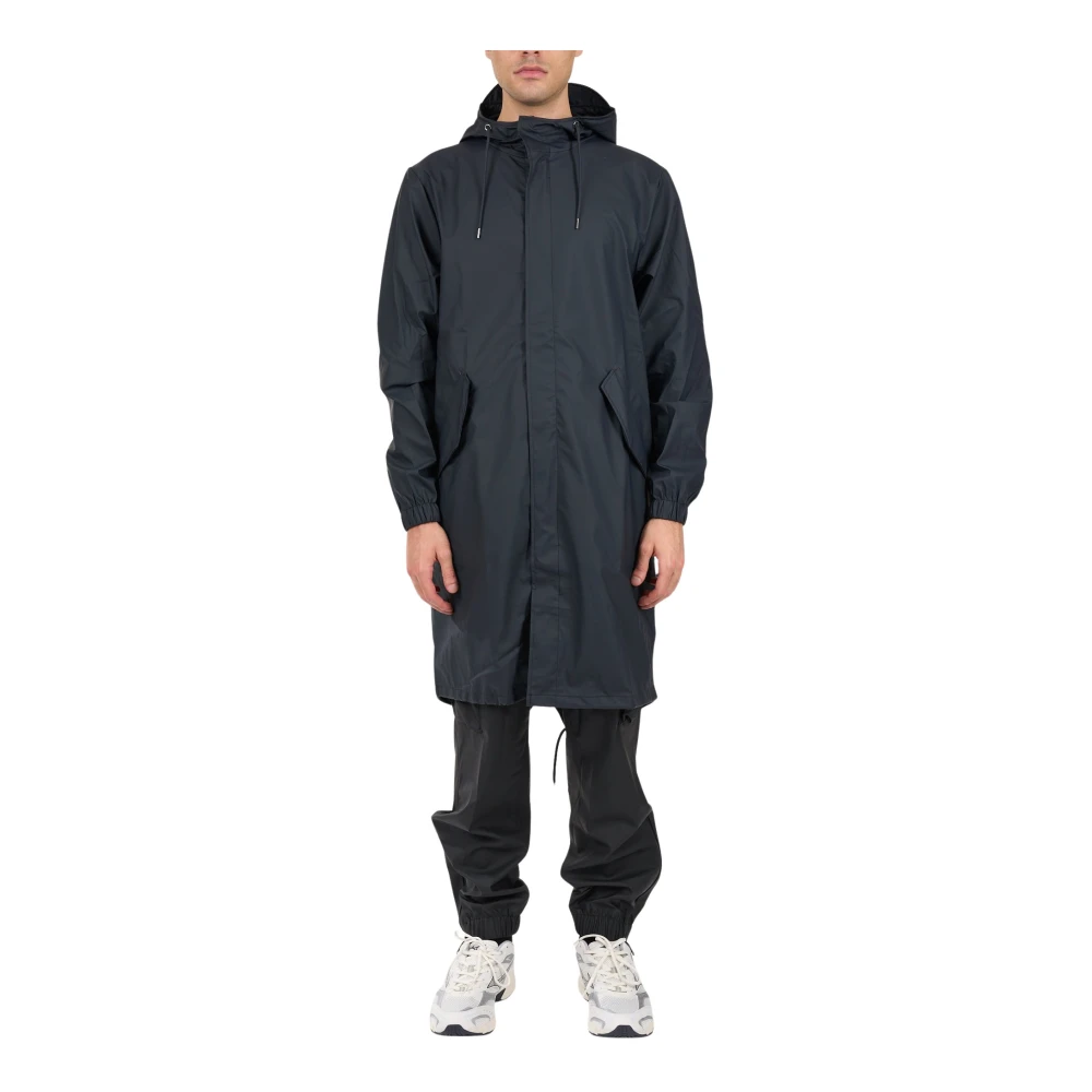 Rains Vattentät fishtail parka med huva Blue, Herr