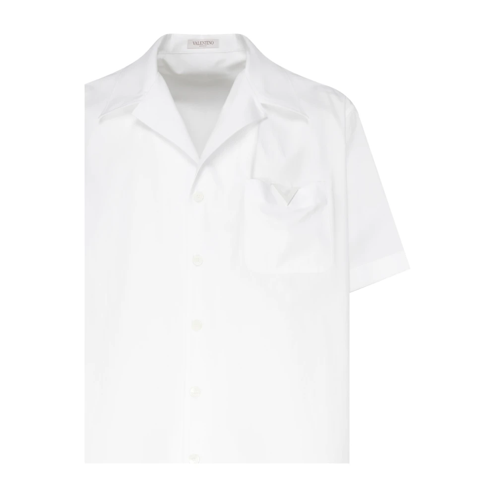 Valentino Garavani Witte V Logo Cuban Collar Shirt White Heren