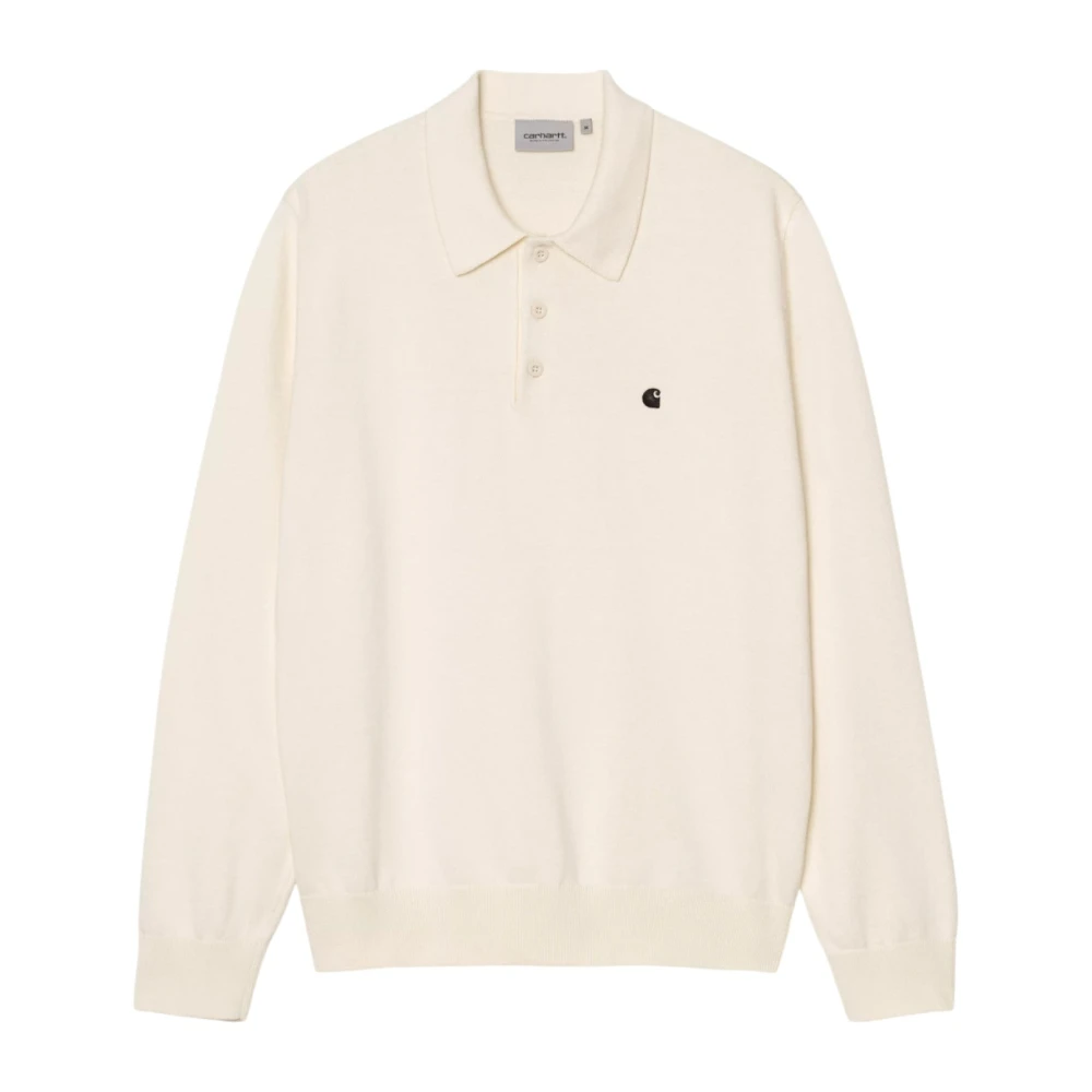 Carhartt Wip White Polo Shirts, Male, S, L/S Madison Polo