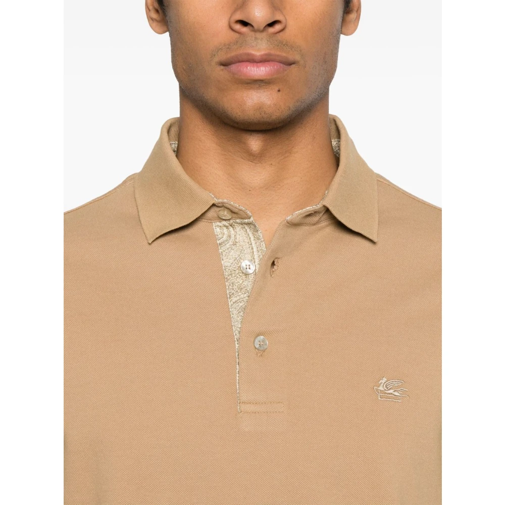 ETRO Bruine Polo Shirt Korte Mouw Beige Heren