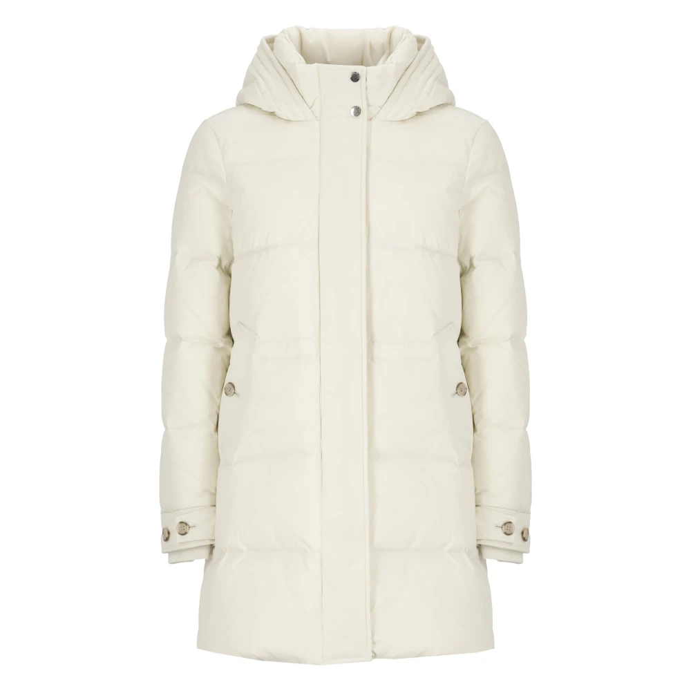 Woolrich Ivoor Parka met hoge hals en capuchon Beige Dames