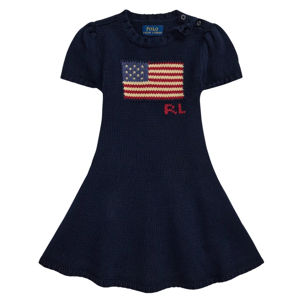 Ralph Lauren Girls Blue Dresses, 6 Y, Cotton Flag Dress