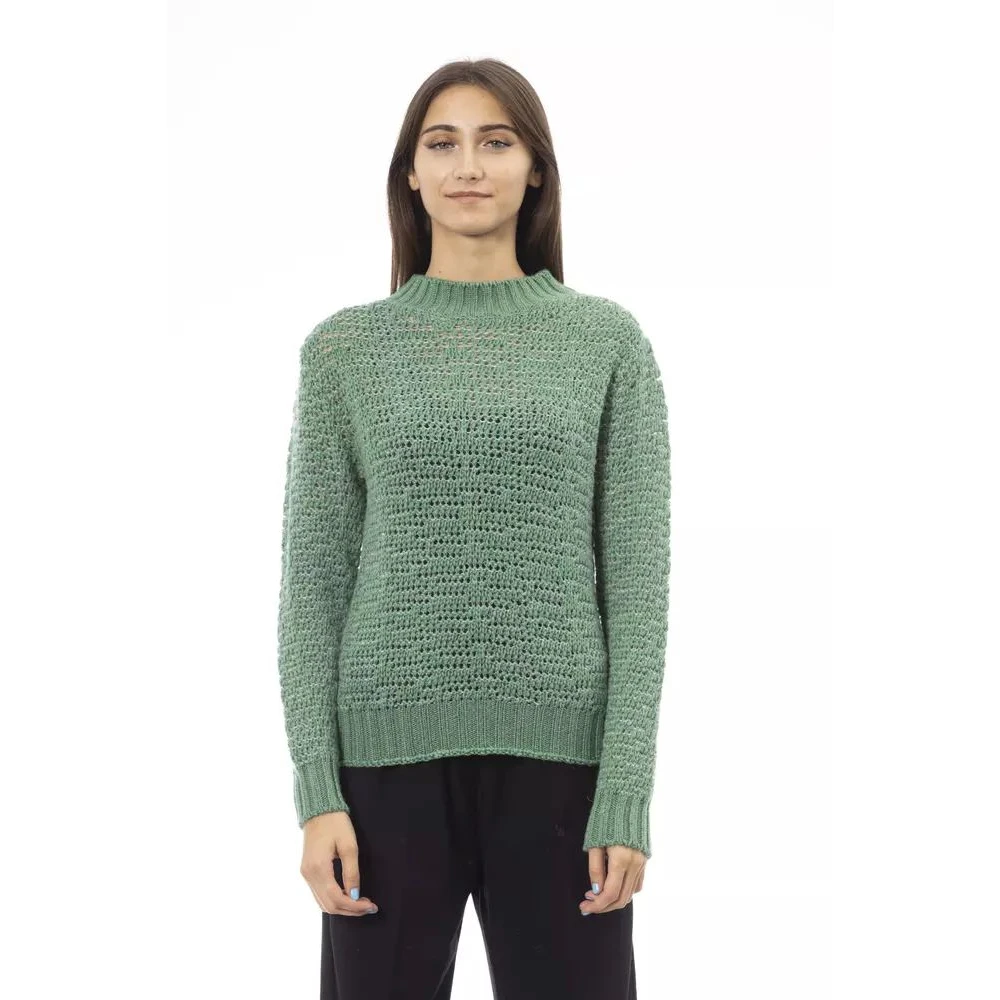 Alpha Studio Elegante Groene Mock Neck Sweater Green Dames