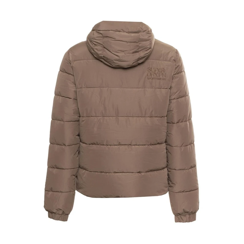 Superdry Effen Kleur Bomberjack met Capuchon Brown Heren