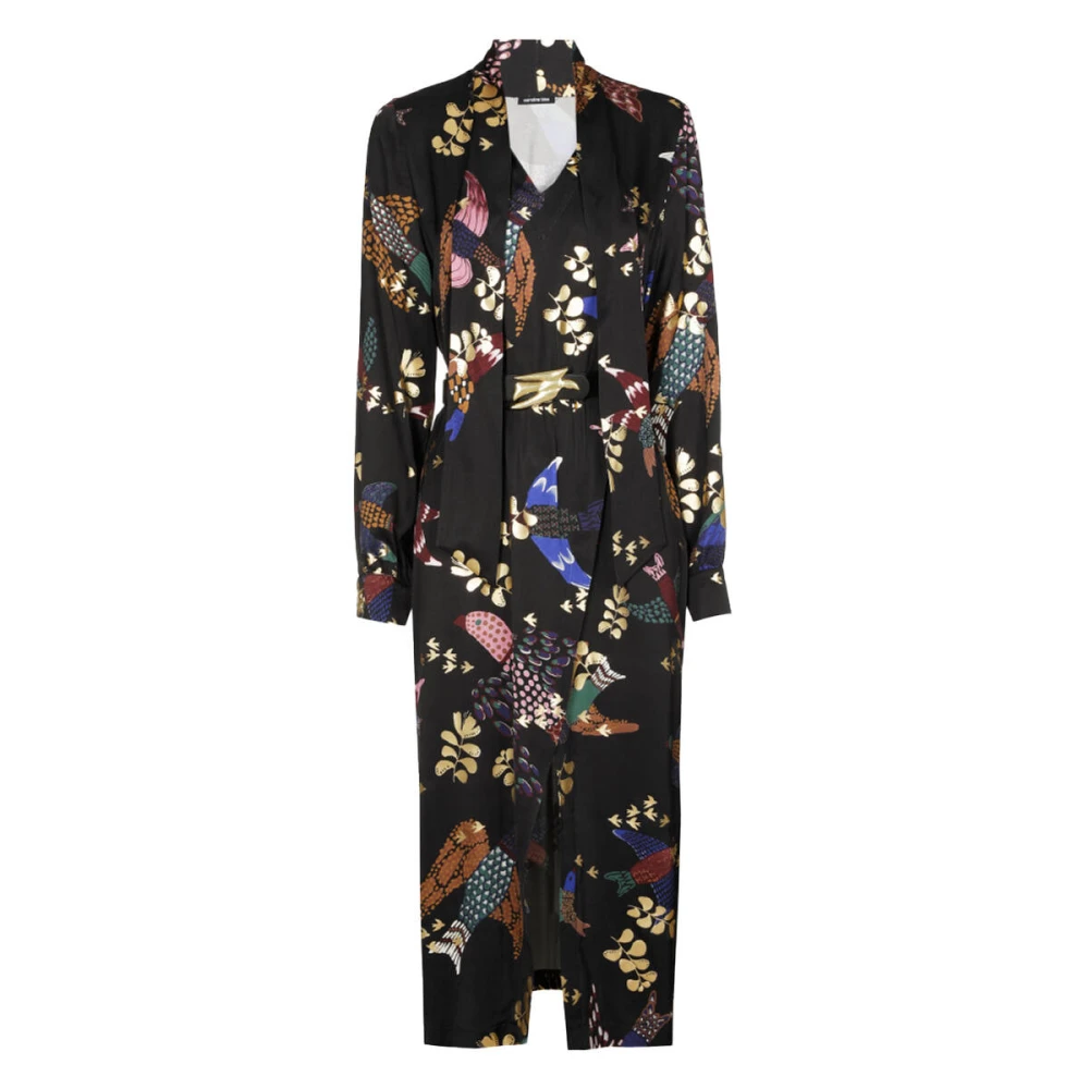 Caroline Biss Gedrukte Viscose Jurk Cache Coeur Stijl Multicolor Dames