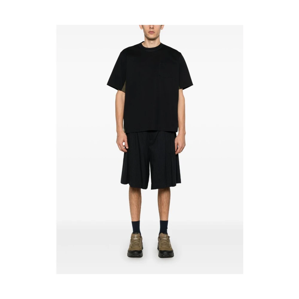 Sacai Zwarte Zak Rits T-shirt Trekkoordzoom Black Heren