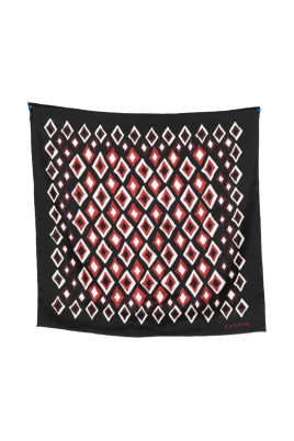 Geometrisk Sidenscarf Svart Röd