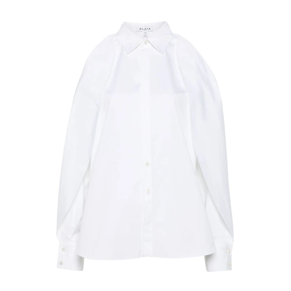 Alaïa Witte Katoenen Overhemd met Puntkraag White Dames