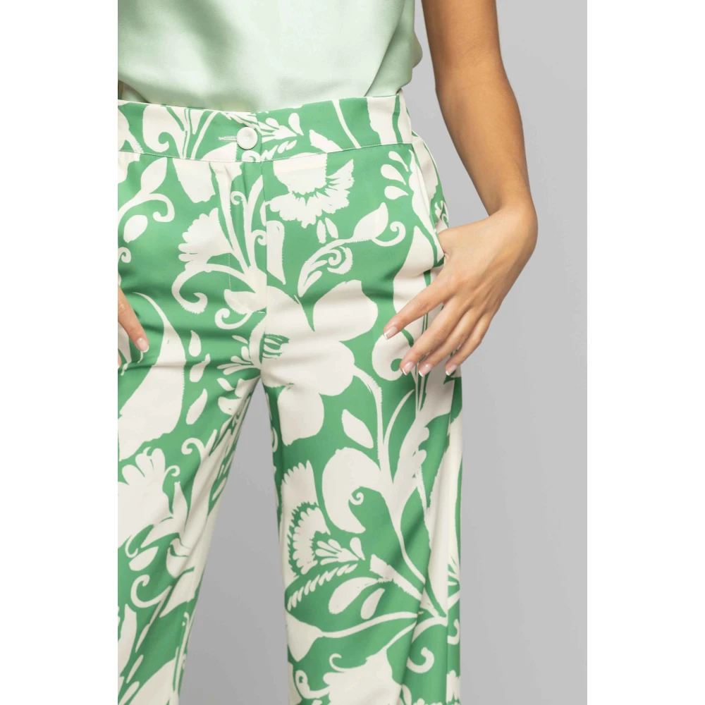Kocca Bloemen wijde broek Green Dames