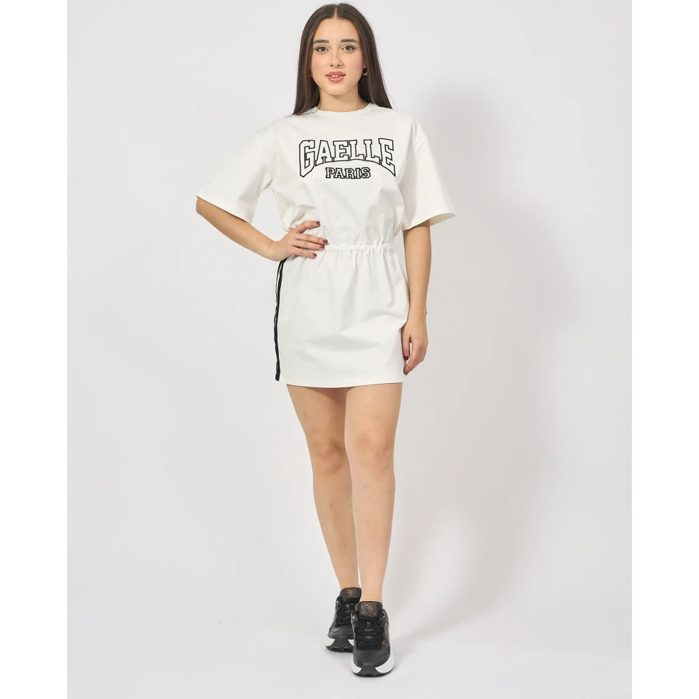Gaëlle Paris Korte witte jurk met logoprint White Dames