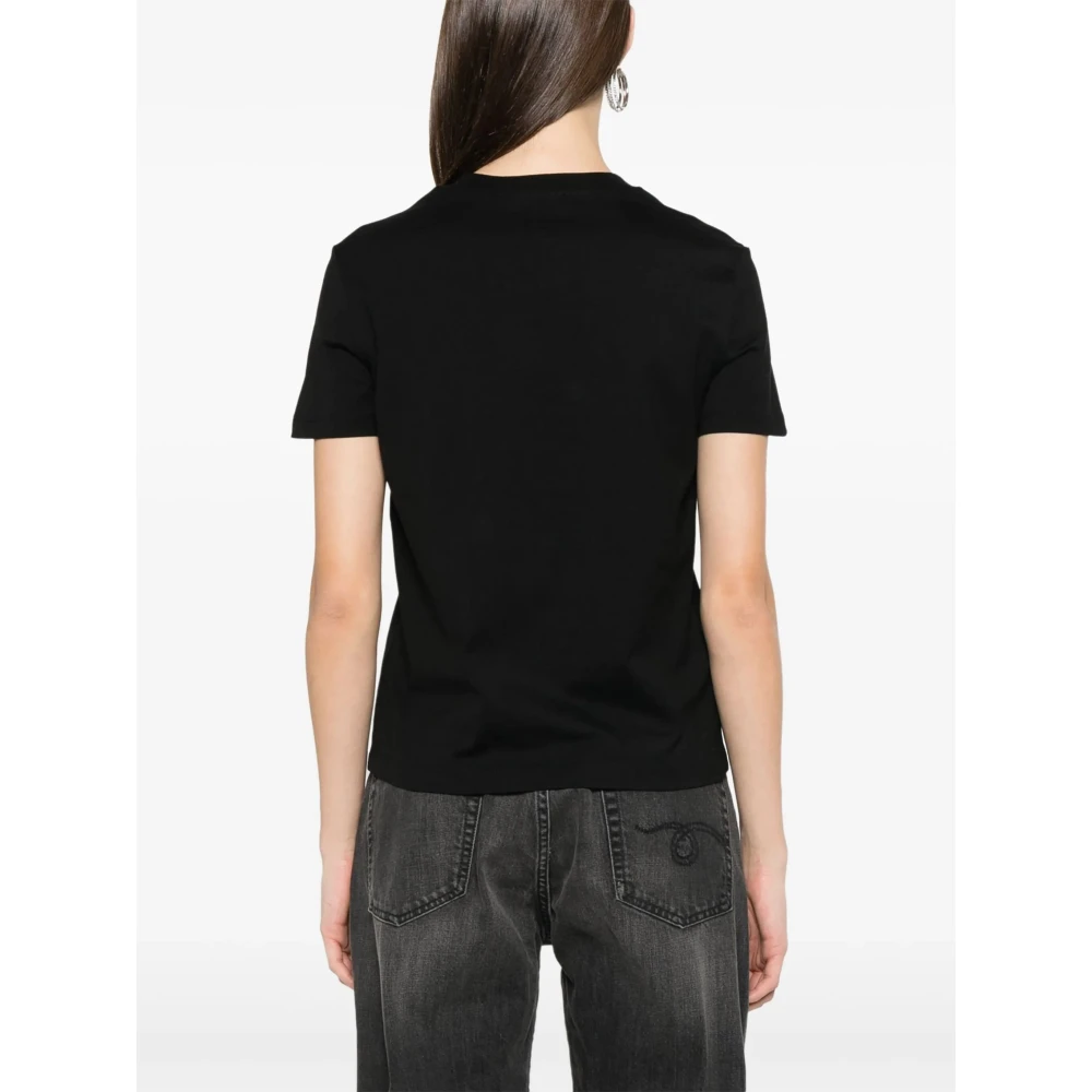 Versace Jeans Couture Zwarte Tiger Logo Strass T-Shirt Black Dames