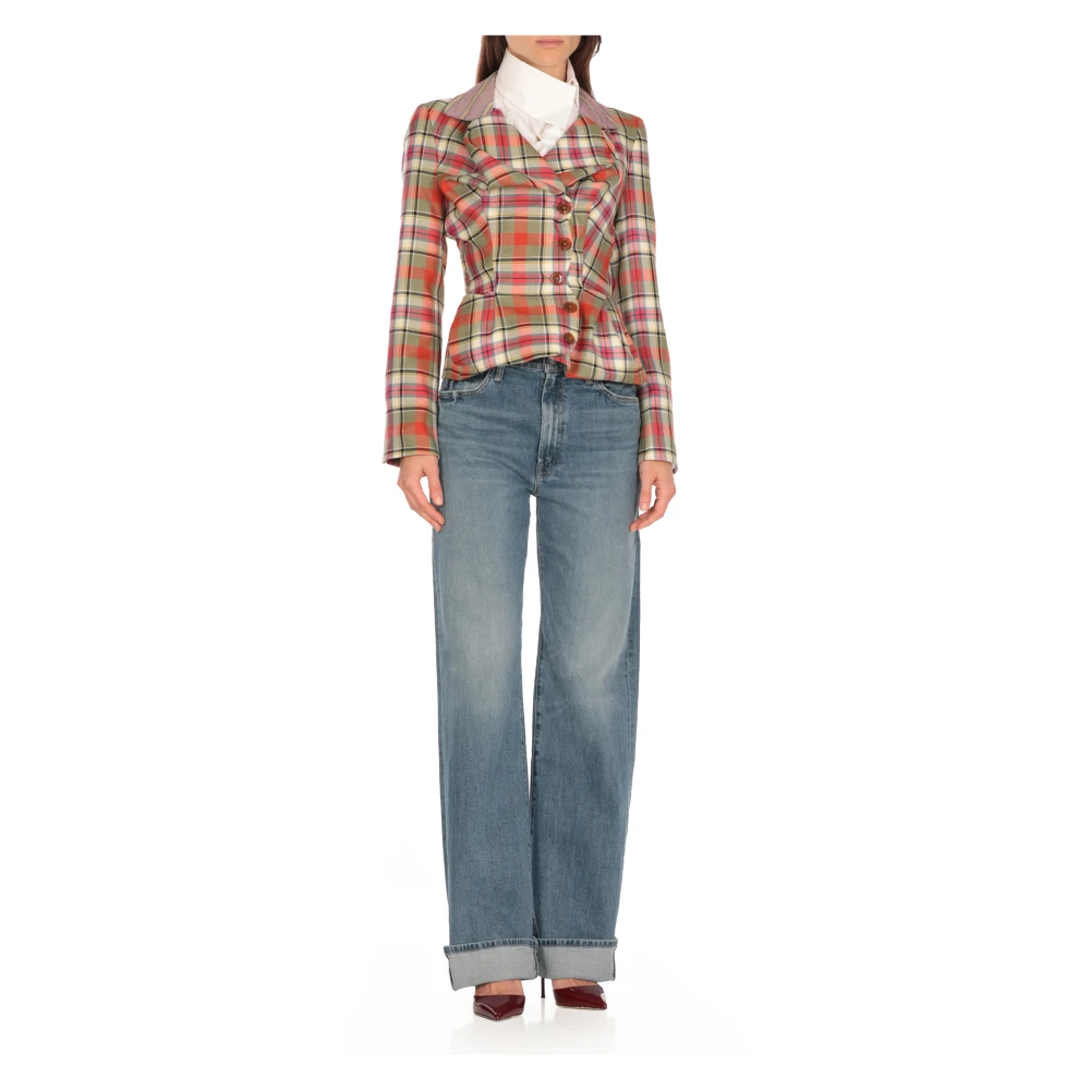 Vivienne Westwood Multicolor Wol Double-Breasted Jas met Gedrapeerd Detail Multicolor Dames