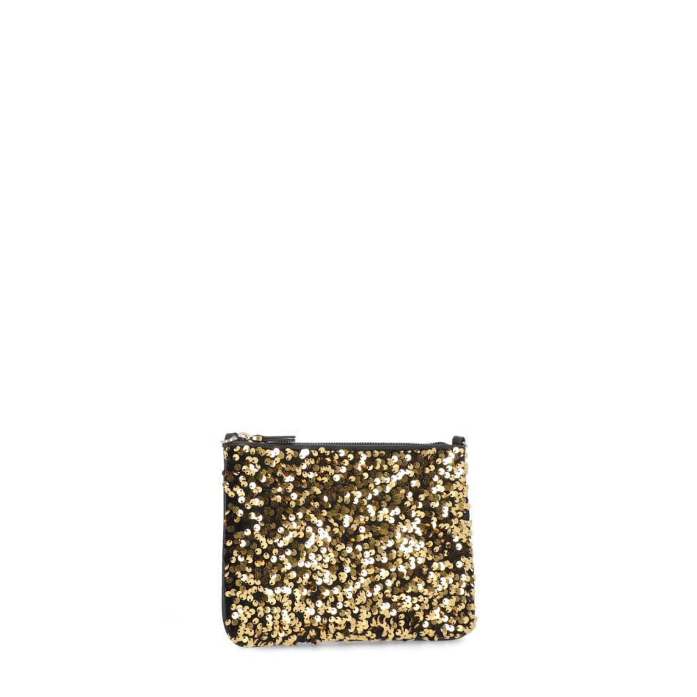 Coccinelle Zwarte leren pochette met pailletten Black Dames