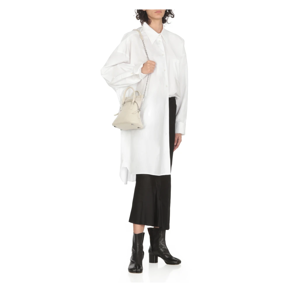 Maison Margiela Witte Leren Schoudertas met Handvatten White Dames