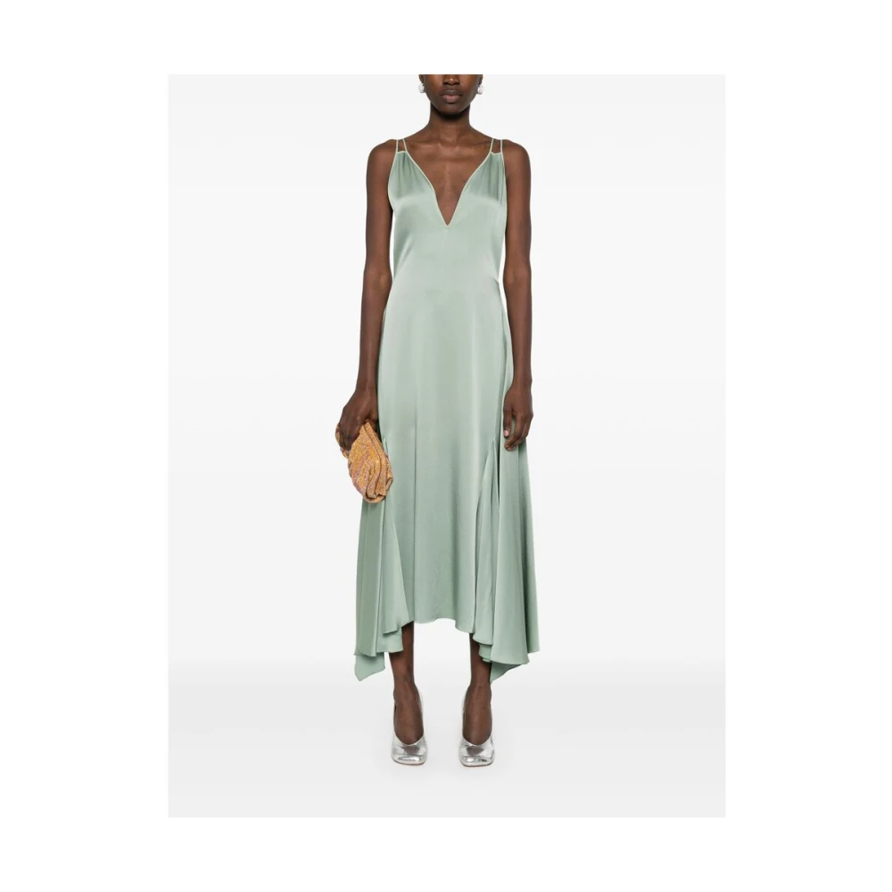 Lanvin Salie Groene Jurk met Wijd Uitlopende Zoom Green Dames