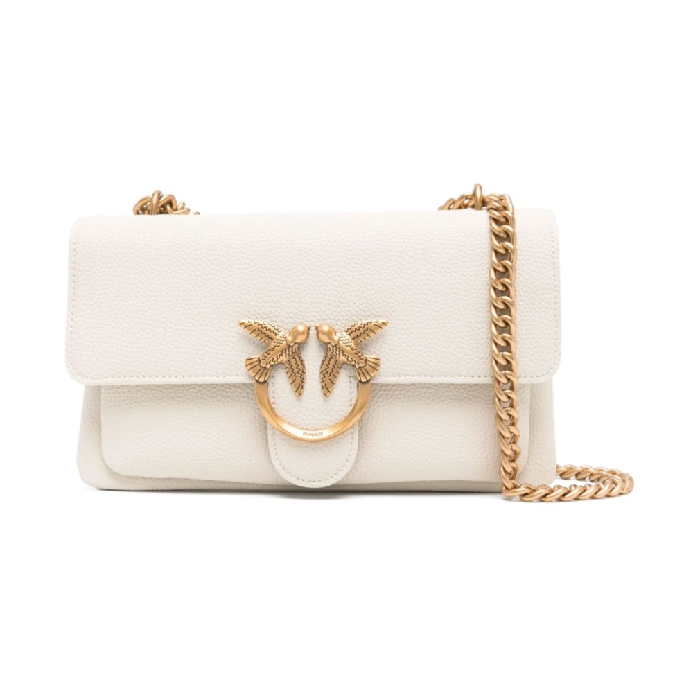 Pinko Witte Korrelige Leren Schoudertas Love Birds White Dames