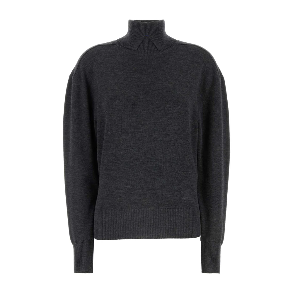 Burberry Women's Gray Ribbed Turtleneck Jumper