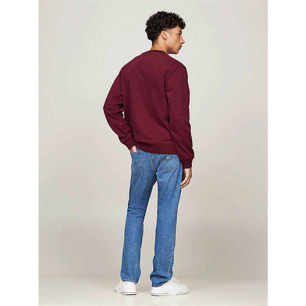 Tommy Jeans Katoenen Crewneck Sweater met Geborduurd Embleem Brown Heren