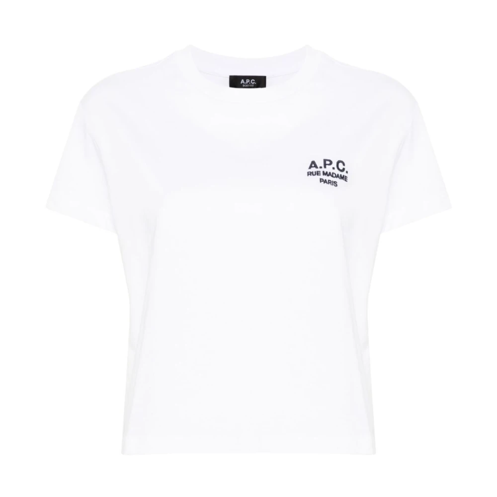 A.p.c. Geborduurd Rue Madame T-Shirt White Dames