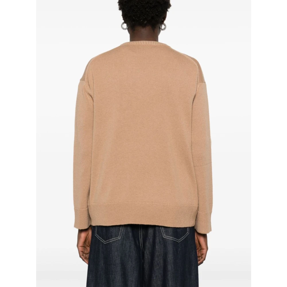 Max Mara Kameelbruine Intarsia-Gebr. Trui Brown Dames