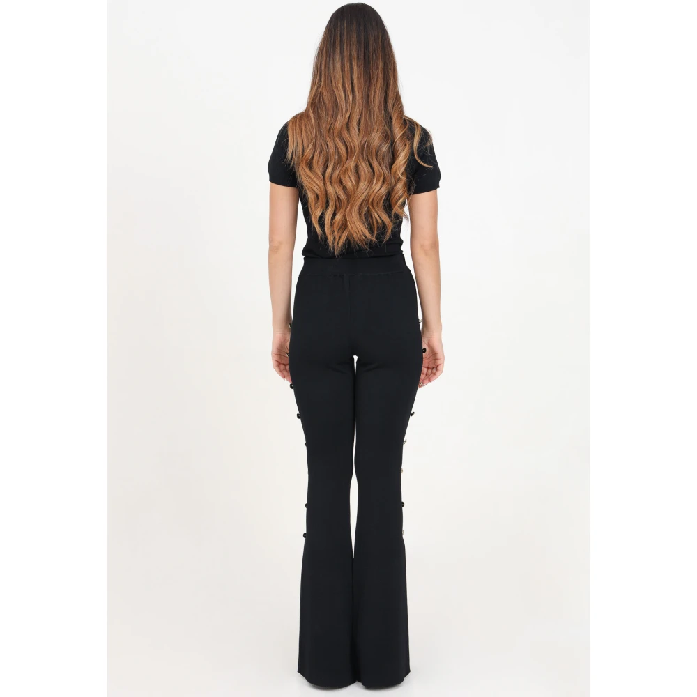 Versace Jeans Couture Zwarte casual broek met uitlopende pijpen Black Dames