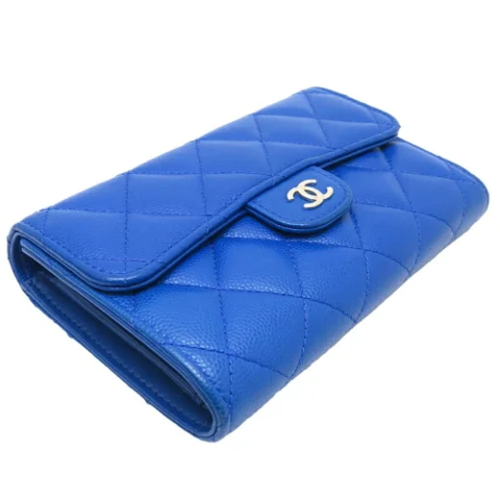 Chanel Vintage Pre-owned Leather wallets Blue Dames