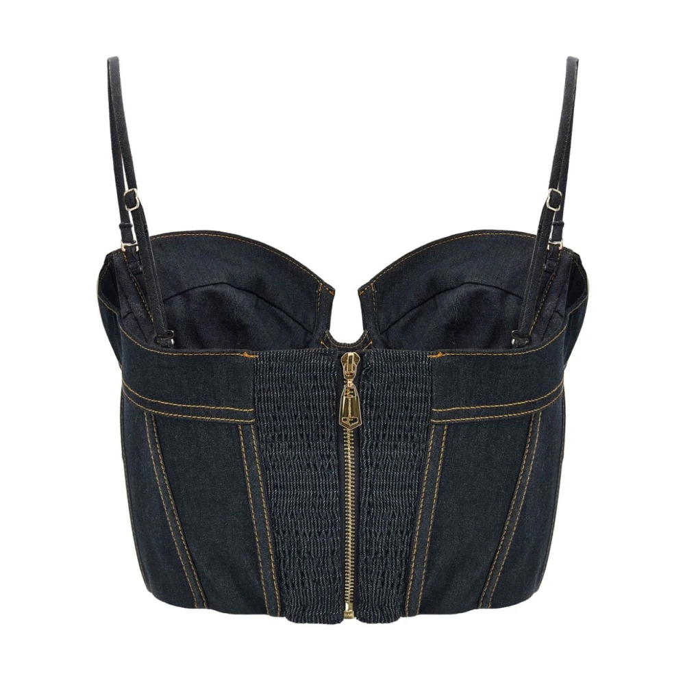 Zimmermann Blauwe Denim Korset Shirt met Gerimpeld Detail Blue Dames