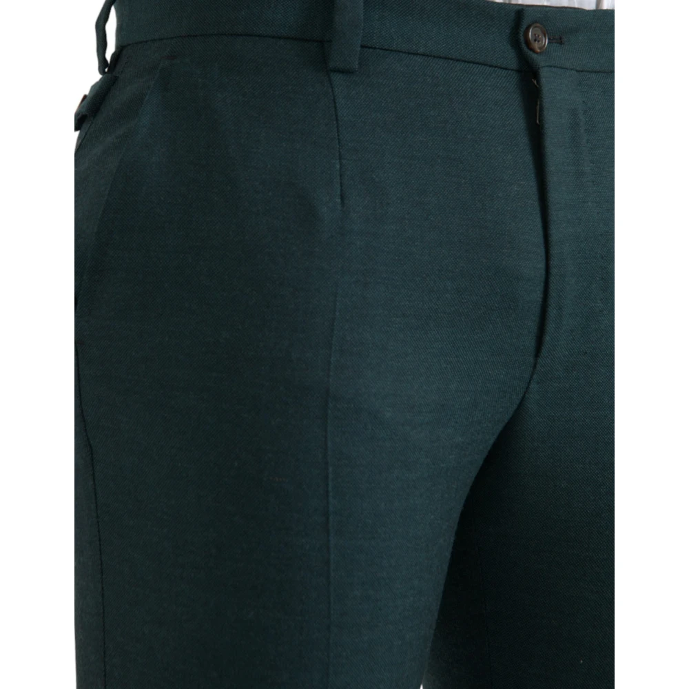 Dolce & Gabbana Donkergroene Wol Pantalon Green Heren