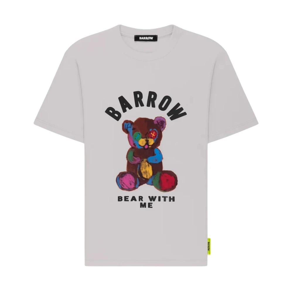 Barrow Katoenen T-shirt met Teddy Bear Print Gray Heren