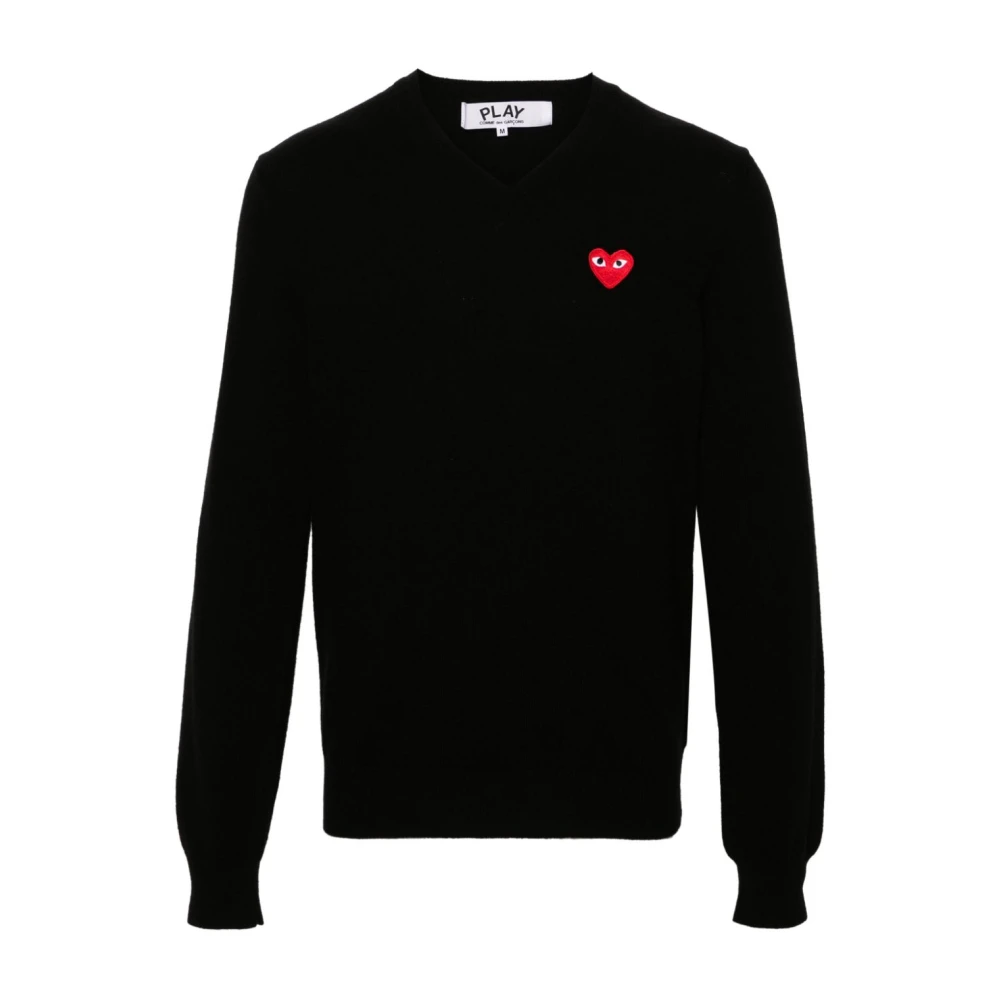 Comme des Garçons Zwarte wollen trui met hart Black Heren