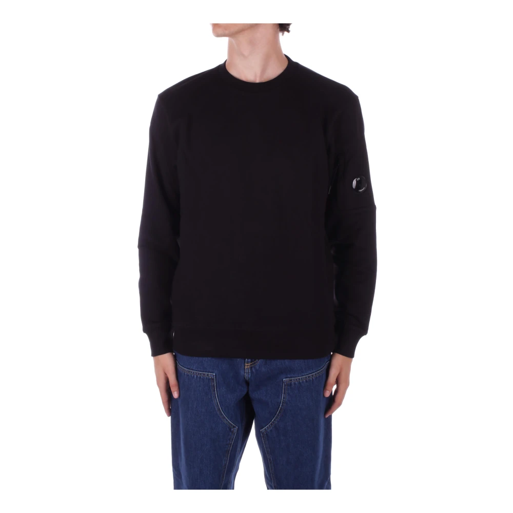C.p. Company Men's Black Logo Jumper With Side Pocket - Sweatshirts - 2XL - Sweatshirts & Hoodies