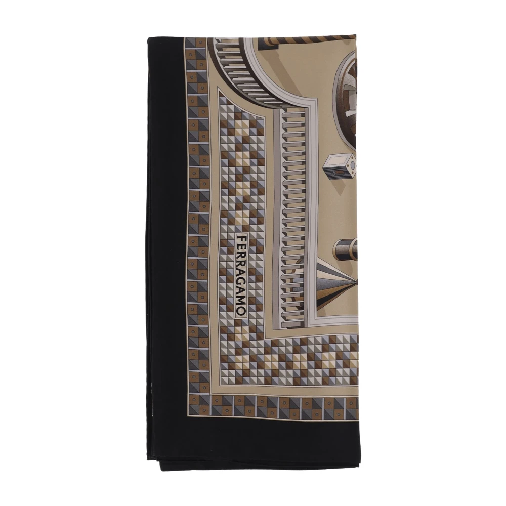 Ferragamo Women's Beige Nadir Print Silk Scarf