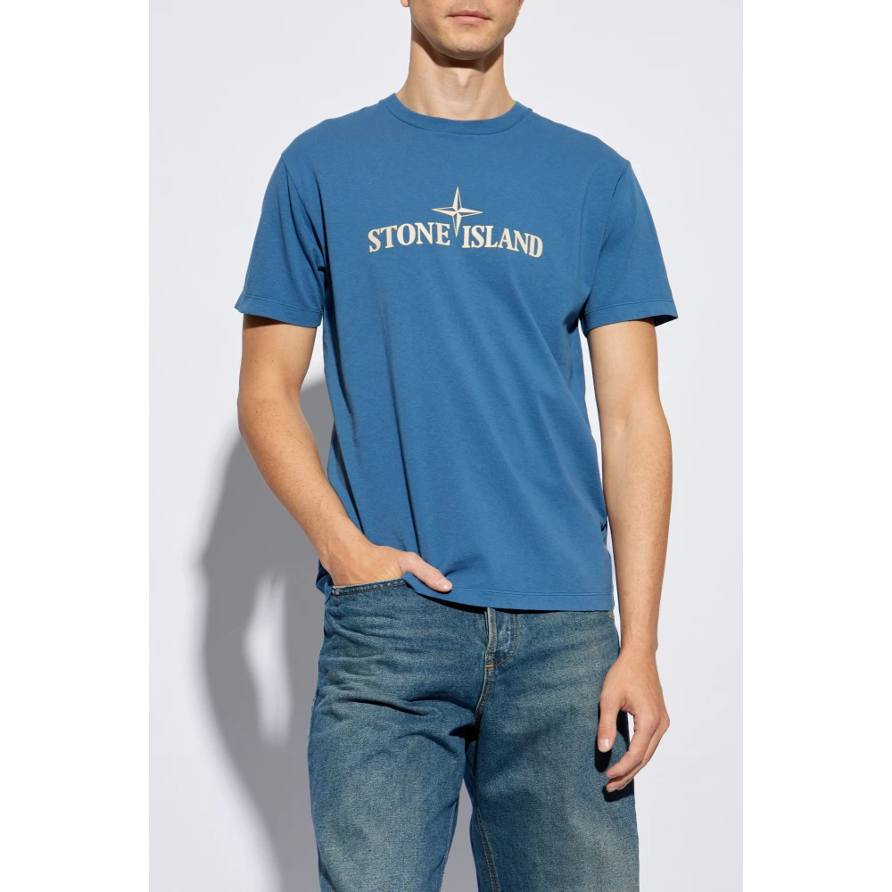 Stone Island T-shirt met logo Blue Heren