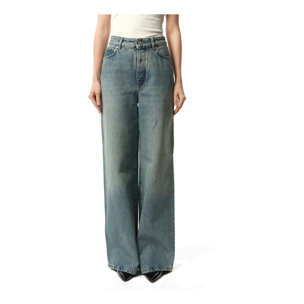 Loewe Hoge Taille Denim Jeans Blue Dames