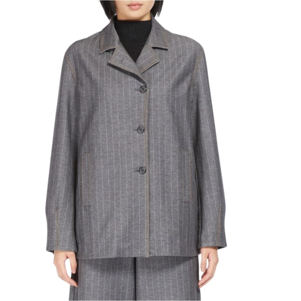 Max Mara Grijze Jassen Regular Fit Gray Dames