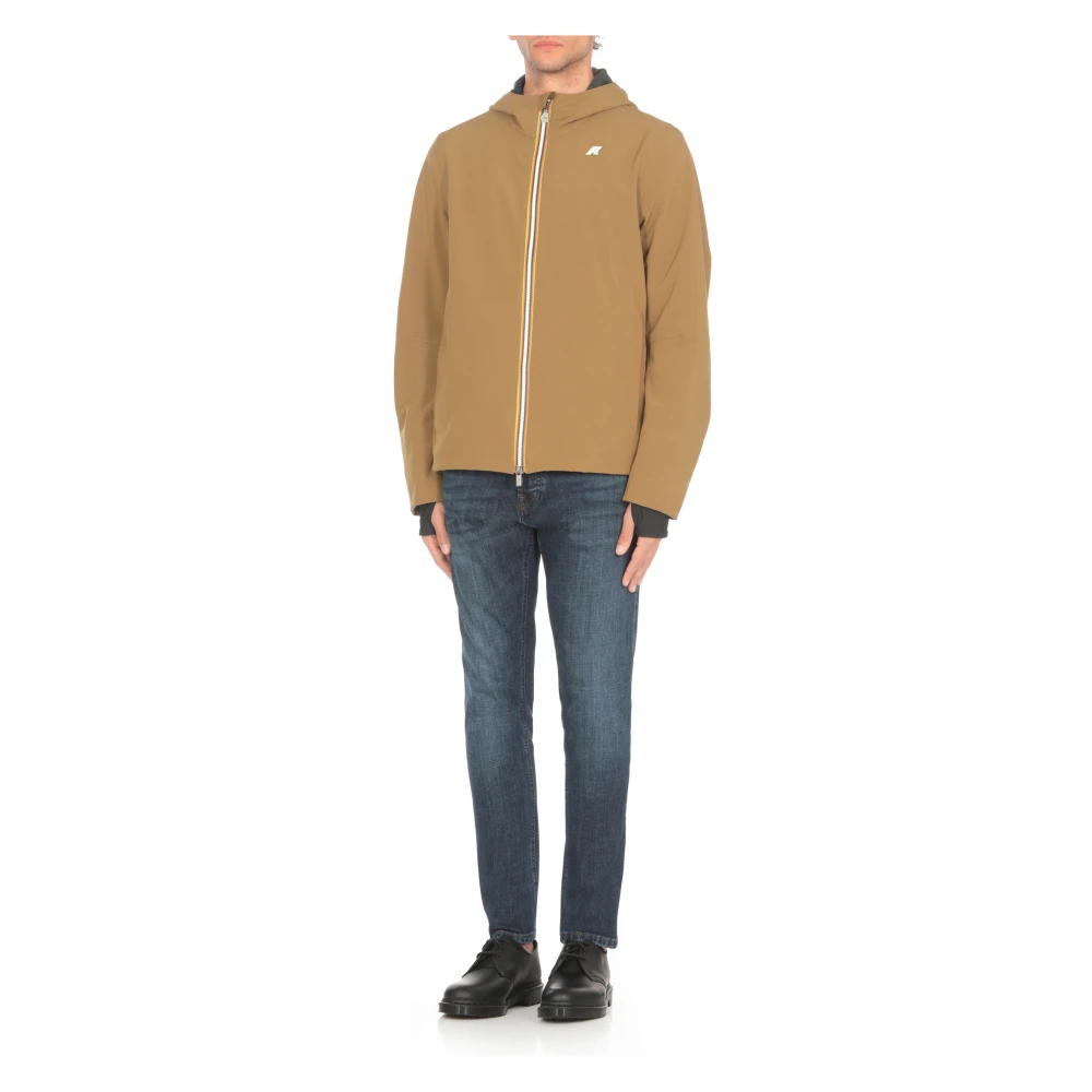 K-way Bruine Hoodie met Logo Patch Brown Heren