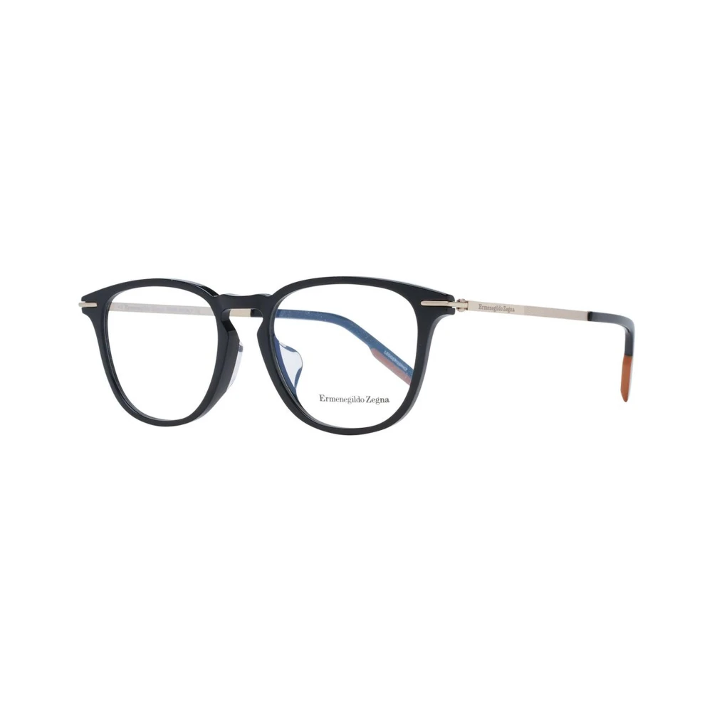 Ermenegildo Zegna Zwarte Ronde Plastic Optische Monturen Black Heren