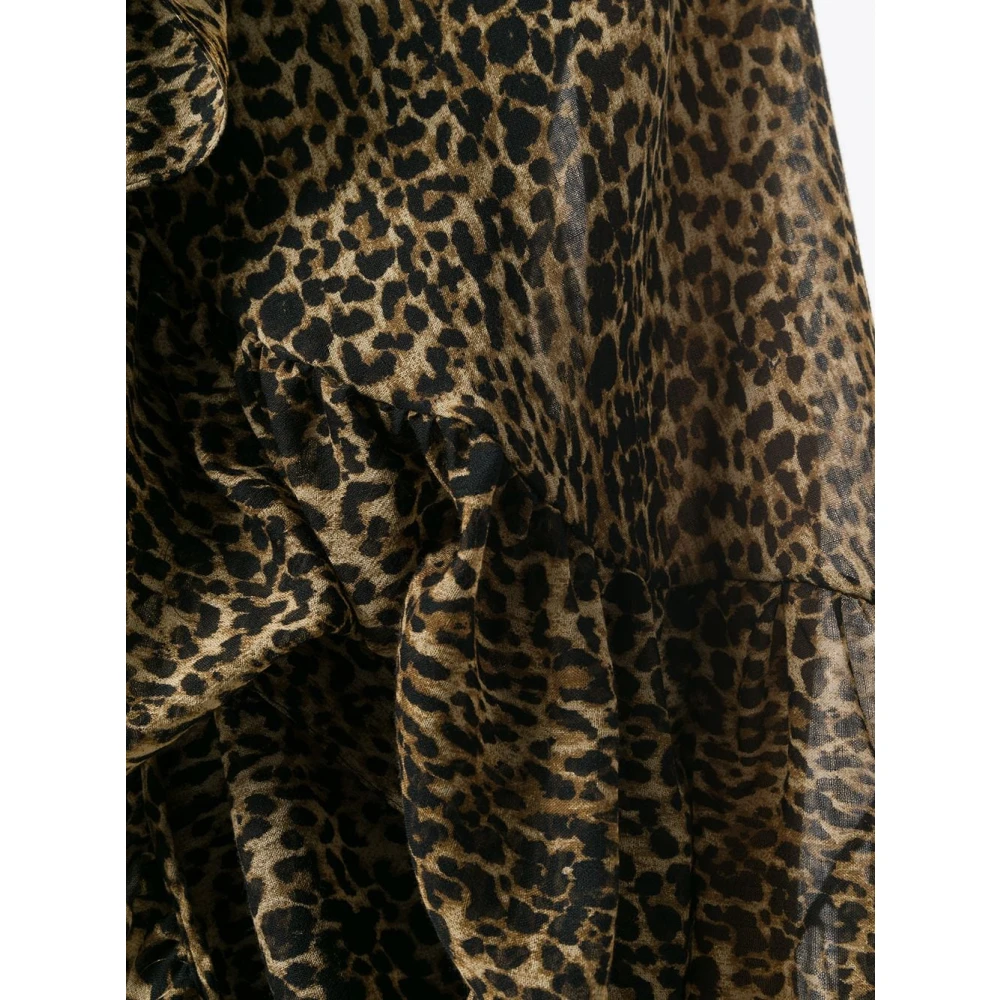 Saint Laurent Dierenprint Wollen Cape Brown Dames