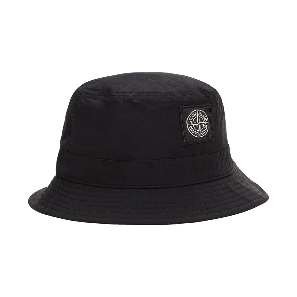 Stone Island Zwarte hoeden met kompas patch logo Black Heren