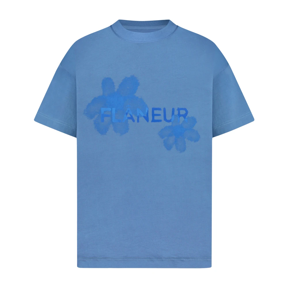 Flaneur Homme Vattenfärg Blommig T-shirt Blå Blue, Herr