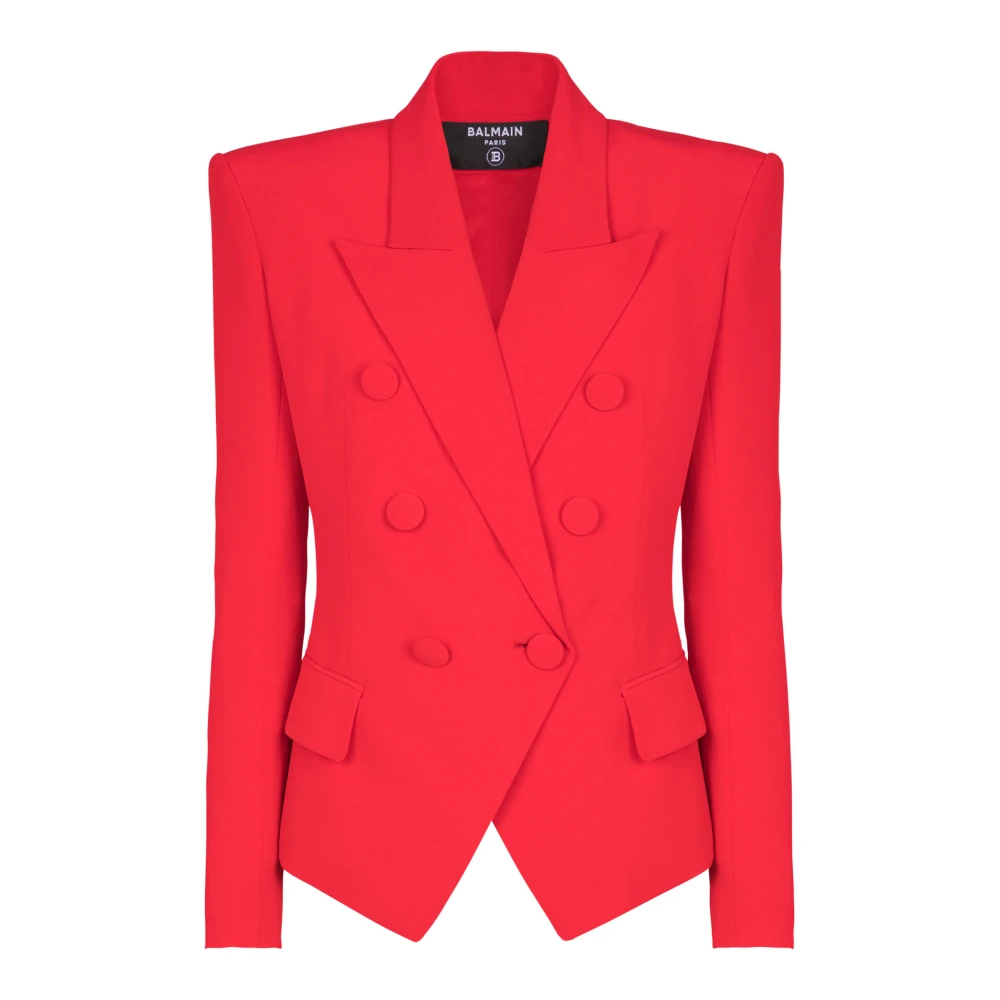 Balmain Aansluitend kreukvrij jasje met 6 knopen Red Dames