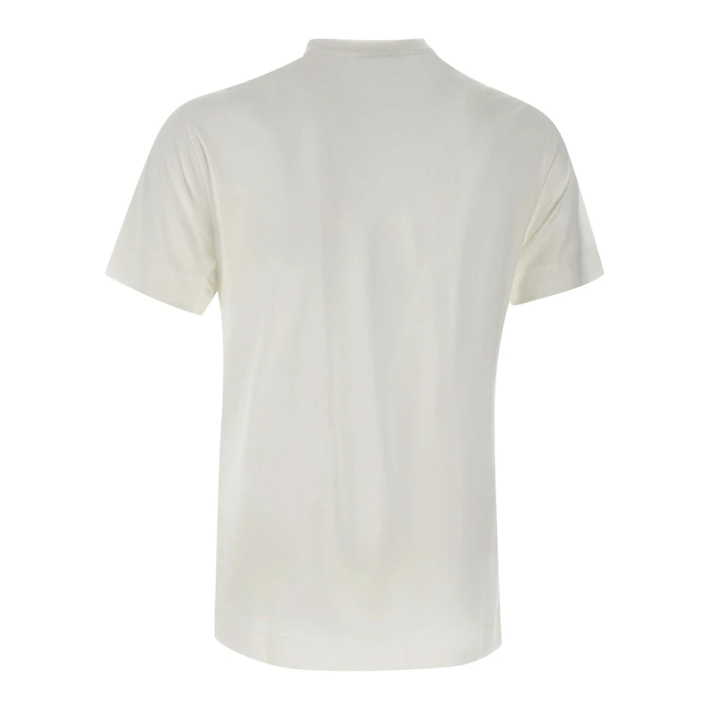 Emporio Armani Wit Katoenen T-shirt met Logo Borduurwerk White Heren