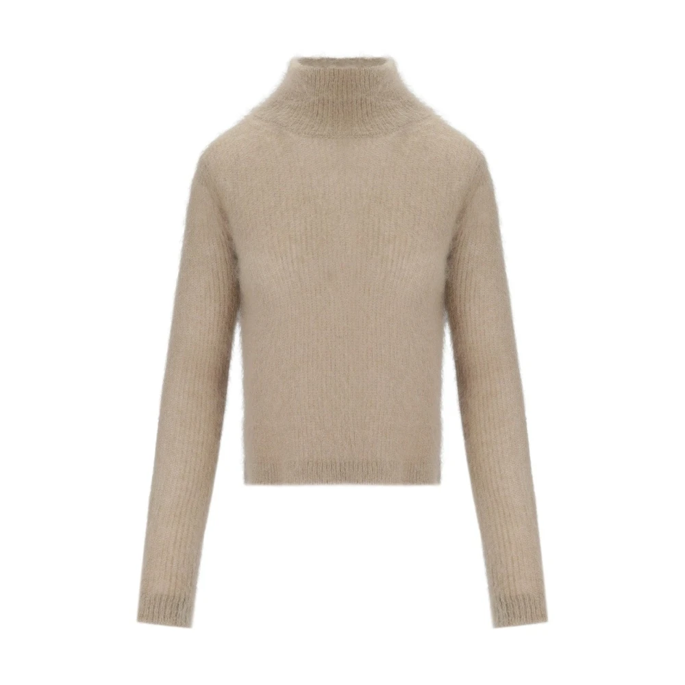 Cruna Mohair Wolmix Grijs Gebreide Trui Beige Dames