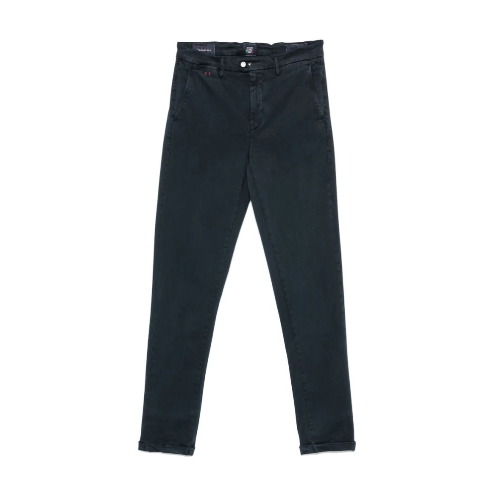 Tramarossa Navy Blauw Stretch-Katoen Tapered Broek Blue Heren