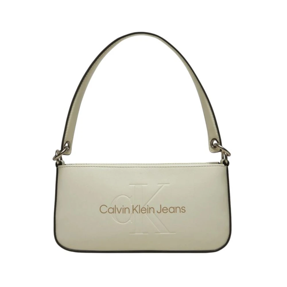 Calvin Klein Jeans Witte Polyurethaan Dames Handtas Lente Zomer Collectie White Dames