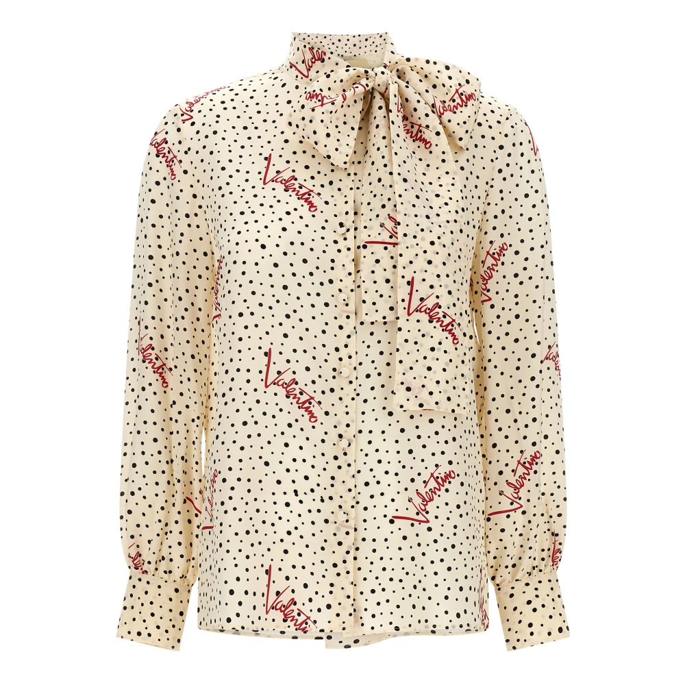 Valentino Garavani Multicolor Shirts, Female, M, Plus De Pois Crepe De Chine Bubble Shirt