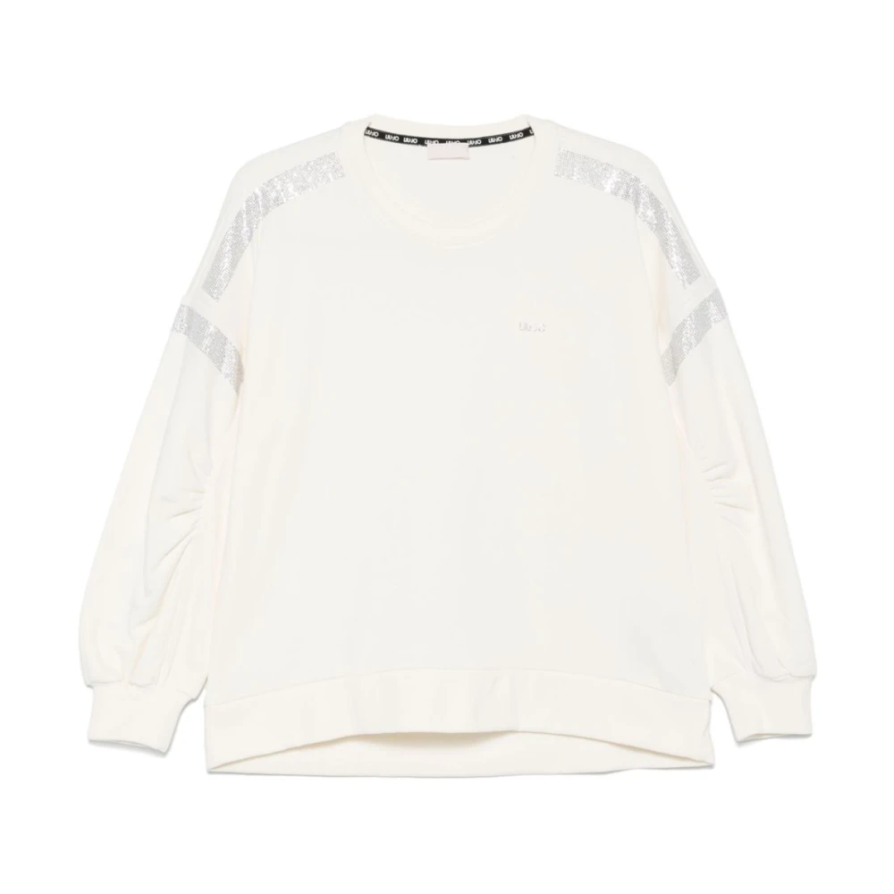 Liu Jo Witte Crew Neck Sweater Geribbeld Beige Dames