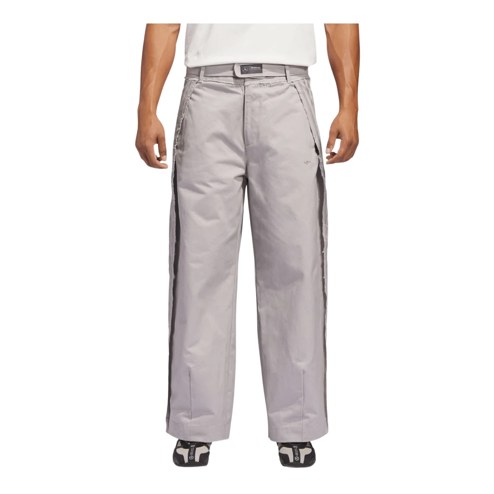 Adidas Men's Gray Training Trousers & Tights, L, Logo Motif Disressed Trousers