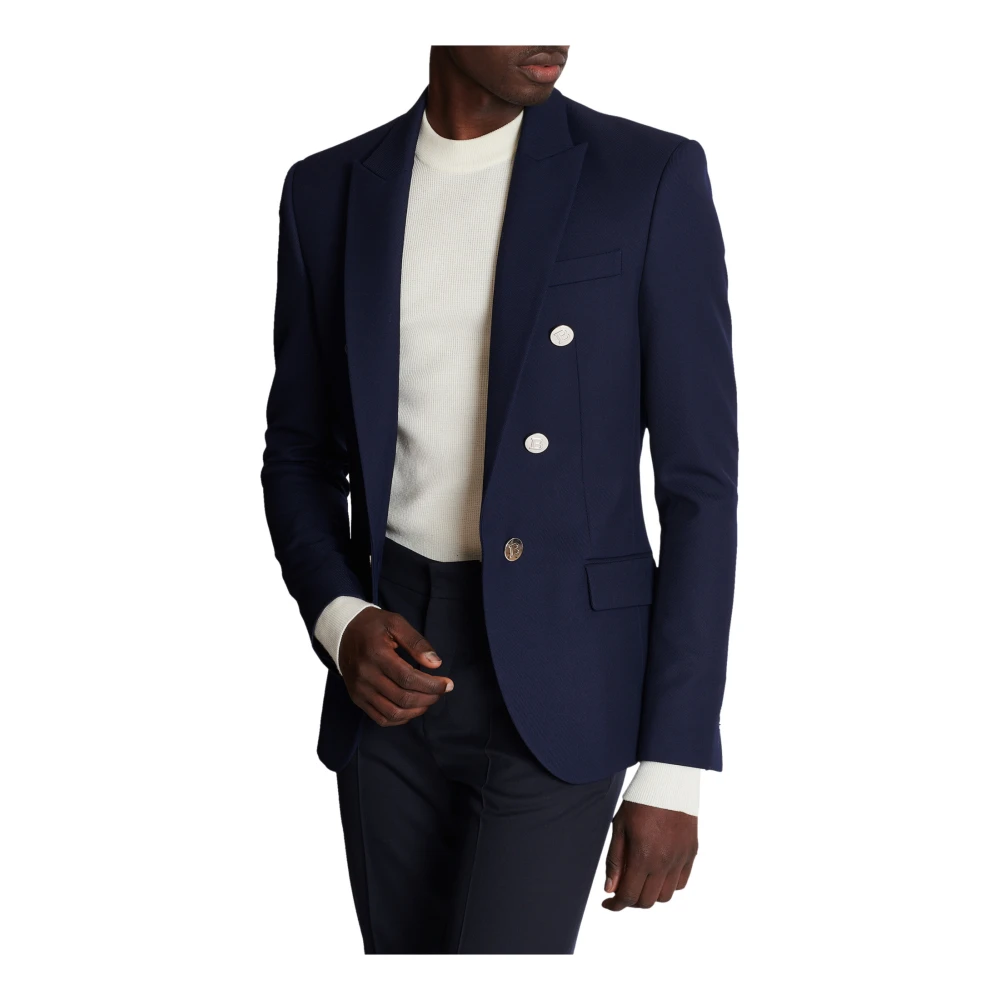 Balmain Twill 6-knoops jasje Blue Heren