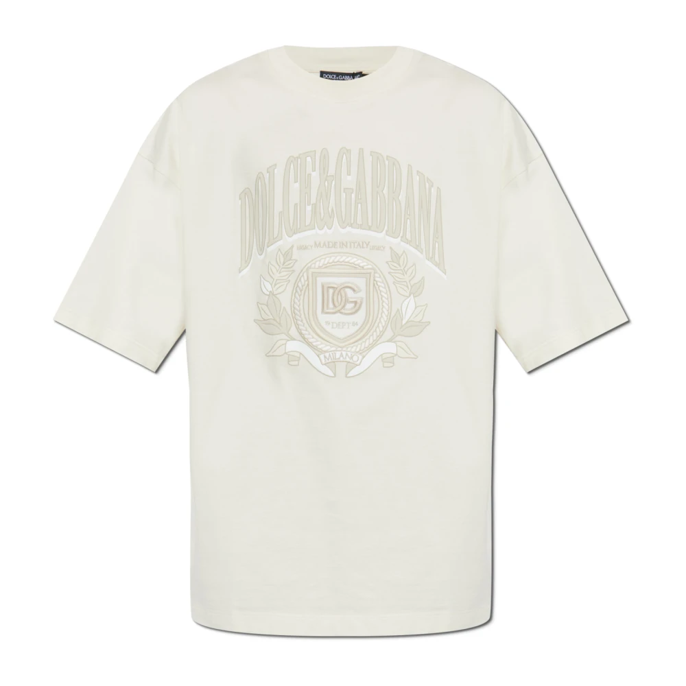 Dolce & Gabbana Men's Beige T-Shirts, L, T-Shirt With Logo